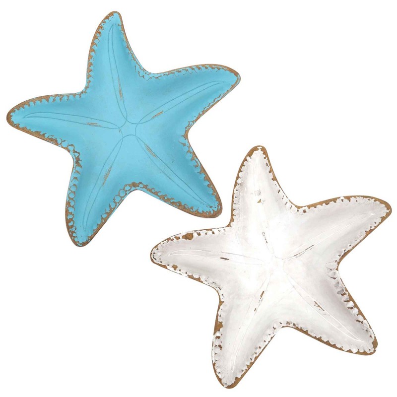 Origin Home Decor - Star Plate Mar Pack 2 unités Décoration | Plateaux bleus | blanc - 34x3x34 cm