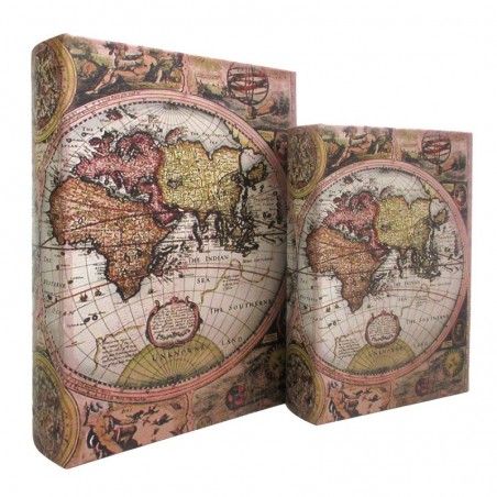 Origin Home Decor - Boxes Book World Pack 2 unités Décoration | Boîtes de livres brunes - 30x7x21 cm