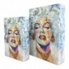 Origine de décoration intérieure - Boîtes Boîtes Frida Pack 2 unités Décoration | Boîtes de livre blanches - 30x7x21 cm