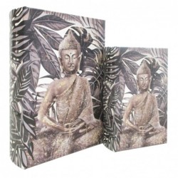 Origin Home Decor - Buddh Bouddh Bouddh Pack 2 unités Décoration | Boîtes de livre gris - 27x7x18 cm