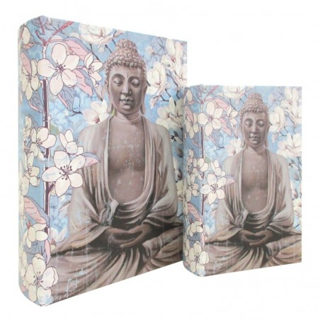 Origin Home Decor - Buddh Bouddh Bouddh Pack 2 unités Décoration | Blées de livres bleues - 27x7x18 cm