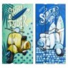 Origin Home Decor - Wall Adorn Surf Pack 2 unités Adorno Mur | Plaques en bois bleu - 60x1x30 cm