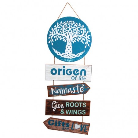 Origin Home Decor - mur Adorno Ornement Mur | Plaques en bois bleu - 70x0x28 cm