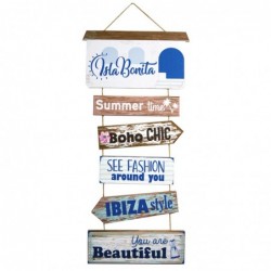 Origin Home Decor - Wall Wall Isla Bonita Adorno Wall | Plaques en bois bleu - 70x0x35 cm