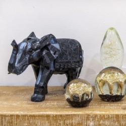 Figurine d'éléphant en résine noire Figurine d'éléphant 19 * 12 * 29cm