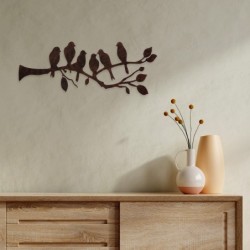 Origin Home Decor - Wall Adorno Rama Birds Adorno Wall | Appliques en métal brun - 37x0x100 cm