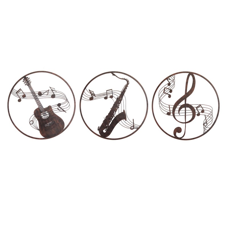 Home Decor - Wall Wall Pack Pack 3 unités Adorno mur | Appliques en métal brun - 60x1x60 cm