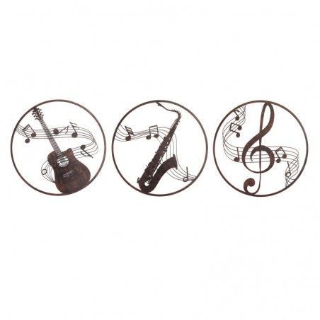 Home Decor - Wall Wall Pack Pack 3 unités Adorno mur | Appliques en métal brun - 60x1x60 cm