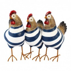 Origin Home Decor - Figure Gallina Pack 3 unités Figures | Animaux bleus - 23x16x33 cm