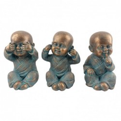 Origin Home Decor - Figure Monk Pack 3 unités Figures | Buddas Blue - 21x14x12 cm