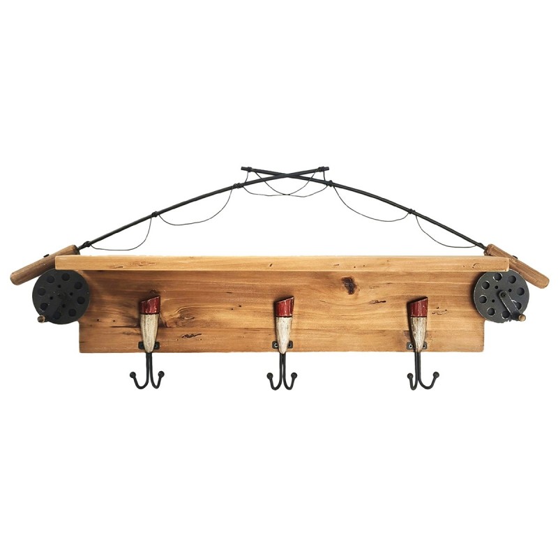 Origine de décoration intérieure - Percha 3 Pongs Fishing Wall Avent | Cintres bruns - 26x10x66 cm