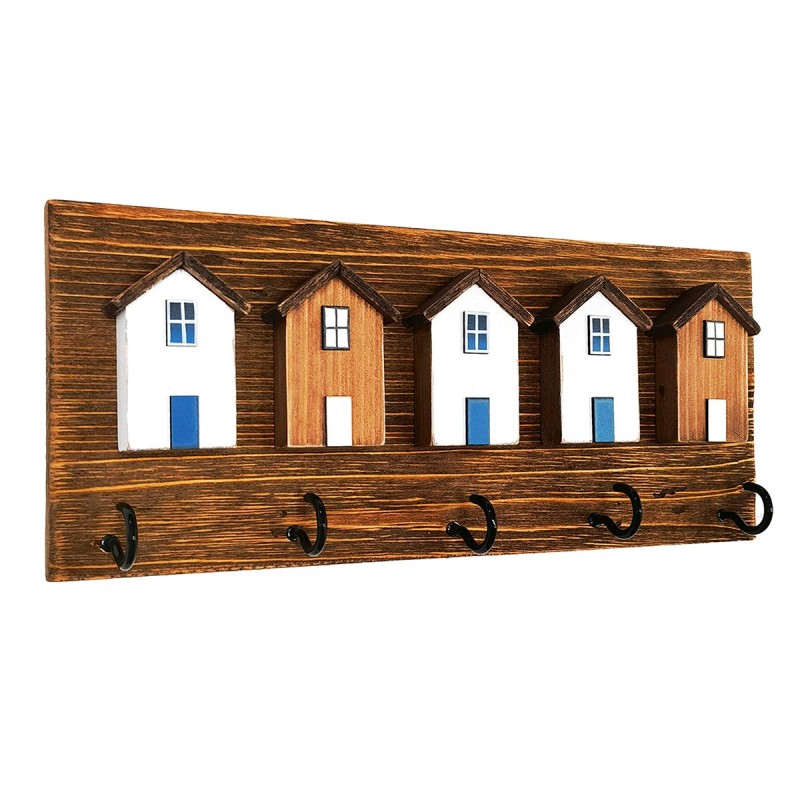 Origin Home Decor - Casas Casas 5 Pomos Wall Adorno | Cintres bruns - 17x5x40 cm