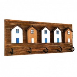 Origin Home Decor - Casas Casas 5 Pomos Wall Adorno | Cintres bruns - 17x5x40 cm