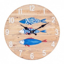 Origine de décoration intérieure - Mur Adorno Clock de poisson | Montres bleues - 34x4x34 cm