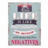 Origin Home Decor - Mur Adorno Life Life Life Wall Mur | Plaques métalliques bleues - 33x0x25 cm