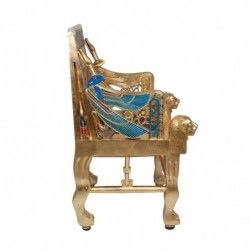 ORIGEN Home Decor Pharaoh Chair Egitpo Gold Auxiliary Furniture | Chaise de plancher brun - 105x73x63cm