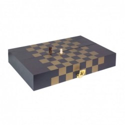 ORIGEN Home Decor Caja Vino Chess Open Botellas | Brun rectangulaire - 12x37x12cm