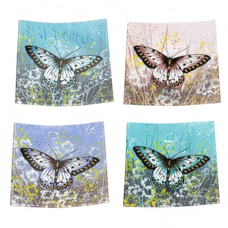 Origin Decor Home - Square Butterfly Pack Pack 4 unités Décoration | Plateaux multicolores - 3x19x19 cm