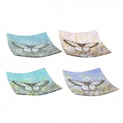 Origin Decor Home - Square Butterfly Pack Pack 4 unités Décoration | Plateaux multicolores - 3x19x19 cm