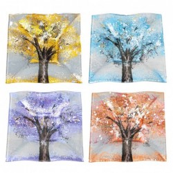 Origin Decor - Plaque Résumé Pack d'arbre 4 unités Décoration | Plateaux multicolores - 2x15x15 cm