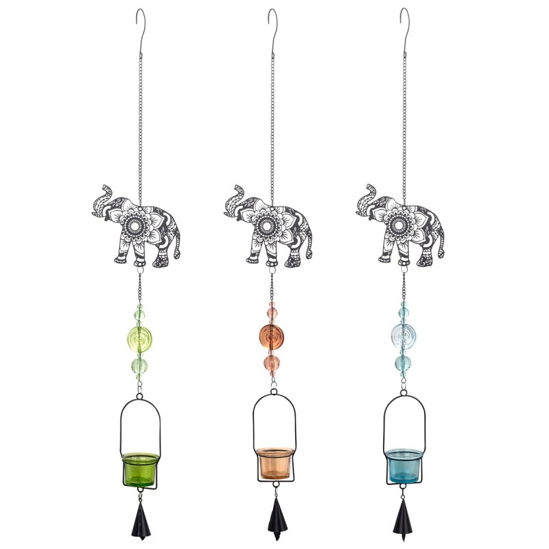 Origine de décoration intérieure - Elephant Pendant Pack 3 unités Décoration | Black Metal Hobs - 85x6x14 cm