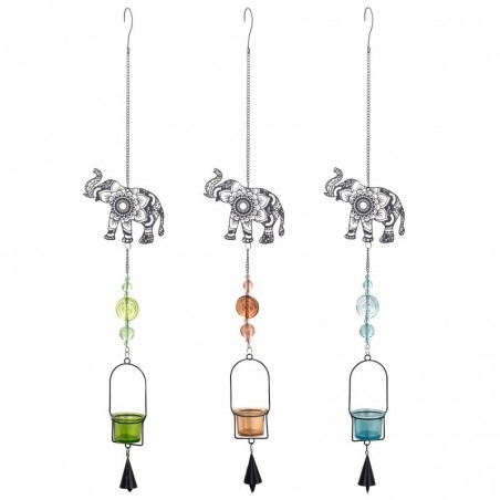 Origine de décoration intérieure - Elephant Pendant Pack 3 unités Décoration | Black Metal Hobs - 85x6x14 cm