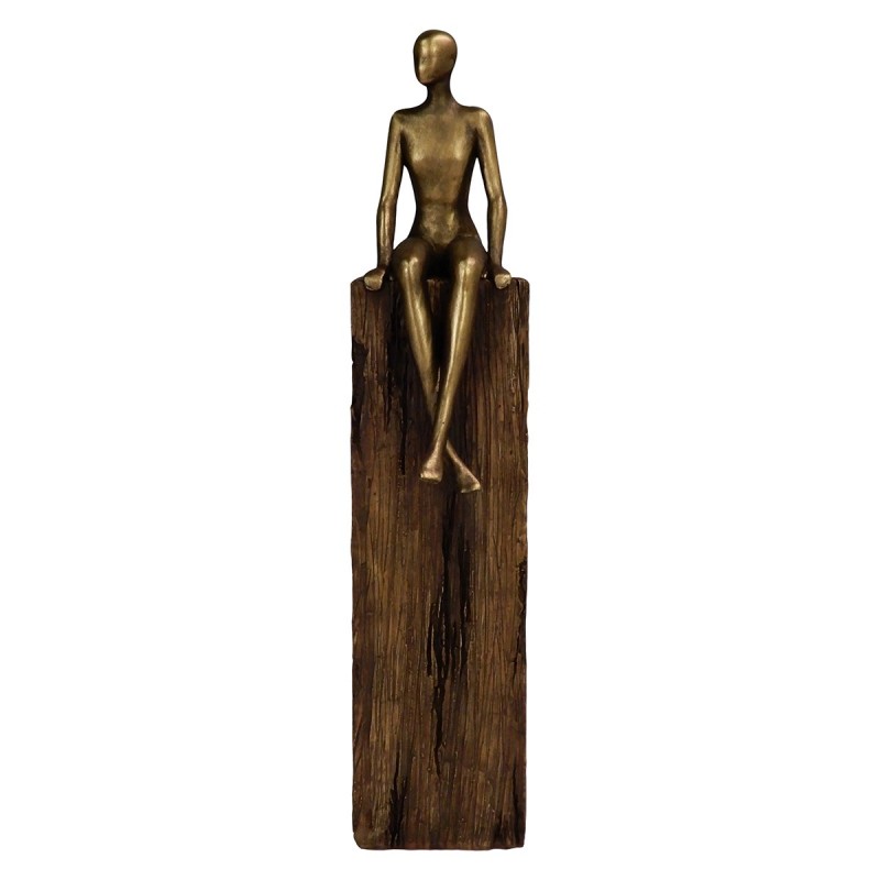 Origine de décoration intérieure - figurines figures de piédestal | Bronze doré - 32x7x10 cm