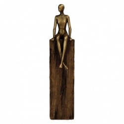 Origine de décoration intérieure - figurines figures de piédestal | Bronze doré - 32x7x10 cm