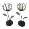 Origin Home Decor - Portavelas Flower Pack 2 unités Décoration | Vases et supports noirs - 30x13x13 cm