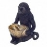 ORIGEN Home Decor Mono Animal Figure | Figure de singe noir - 17x15x14cm