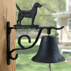 ORIGEN Home Decor Gardin Dog Bell | Ornement de mur de jardin noir - 20x18x9cm