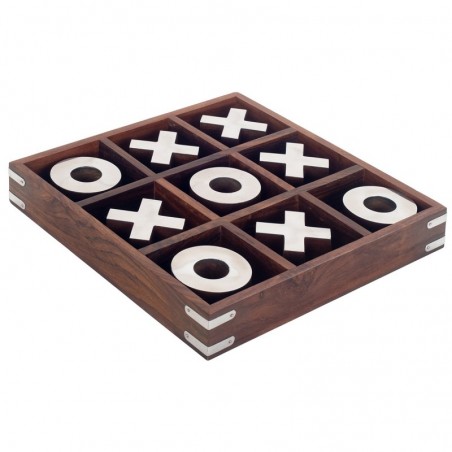 ORIGEN Home Decor Tic Tac Toe Grande Games | Trois en raya brun - 25x25x3cm