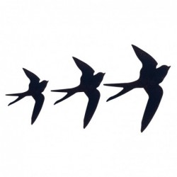 ORIGEN Home Decor Swallow 3 ou Applique Metal | Plaque en métal noir - 30x24x1cm