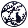 ORIGEN Home Decor Pájaro Pájaro et Cat Adorno Appliques Metal | Plaque de métal noir rond - 30x30x1cm