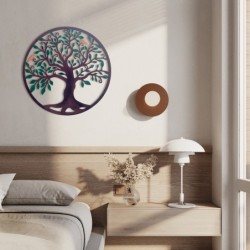 ORIGEN Home Decor Adorno Tree of Life applications Metal | Plaque de métal noir rond - 60x60x1cm