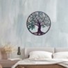 ORIGEN Home Decor Adorno Tree of Life applications Metal | Plaque de métal noir rond - 60x60x1cm