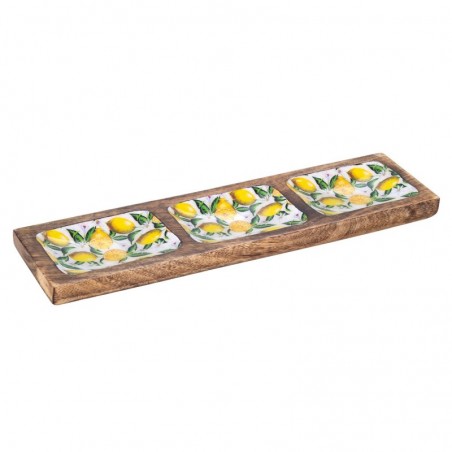 ORIGEN Home Decor Racondes et plateaux de citrons à plateau rectangulaire | Plateau jaune rectangulaire - 3x36x10cm