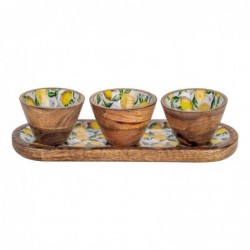 ORIGEN Home Decor Citrons plateau avec bols et plateaux | Plateau jaune - 3x38x13cm