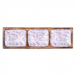 ORIGEN Home Decor RECTANGULAR TALL LAVENDER COASTERS | Plateau brun rectangulaire - 3x36x10cm