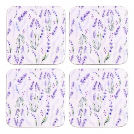 ORIGEN Home Decor Lavender Posts 4 ou Coasters | Blanc carré - 1x10x10cm