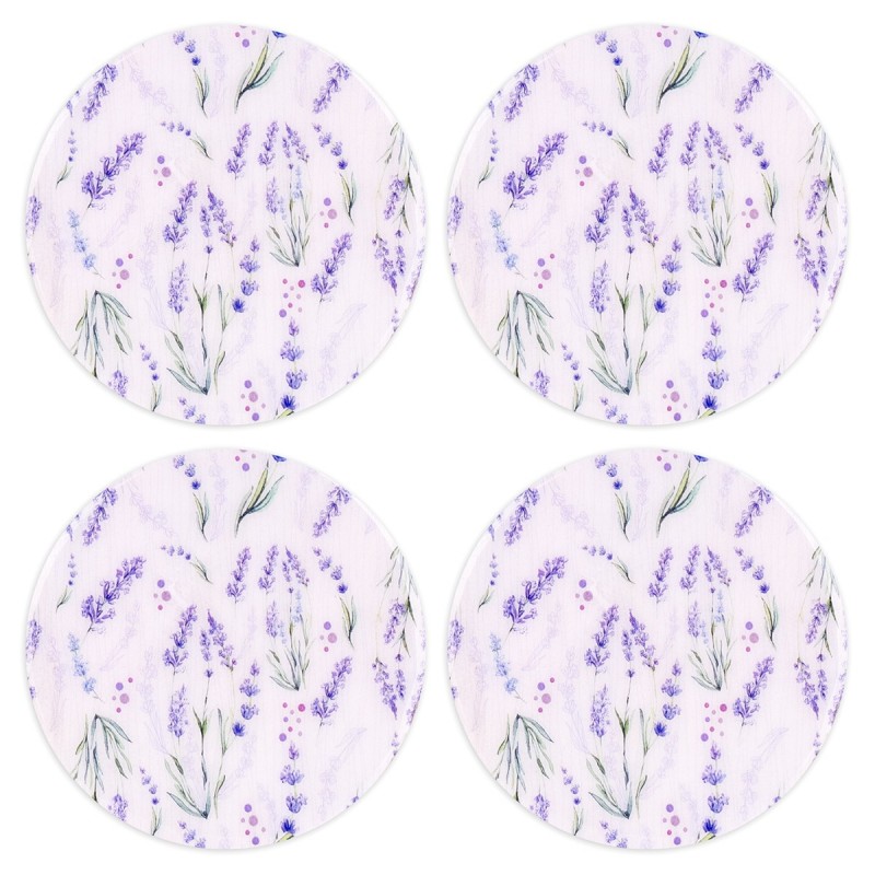 ORIGEN Home Decor Lavender Posts 4 ou Coasters | Blanc rond - 1x10x10cm