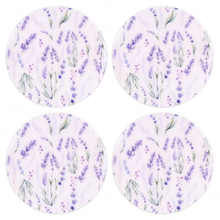 ORIGEN Home Decor Lavender Posts 4 ou Coasters | Blanc rond - 1x10x10cm