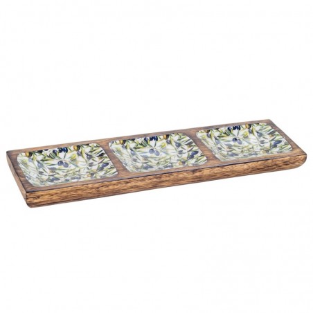 ORIGEN Home Decor Plateau d'huile avec bols et plateaux | Plateau brun rectangulaire - 3x36x10cm