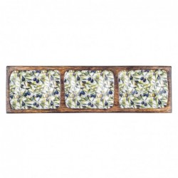 ORIGEN Home Decor Plateau d'huile avec bols et plateaux | Plateau brun rectangulaire - 3x36x10cm