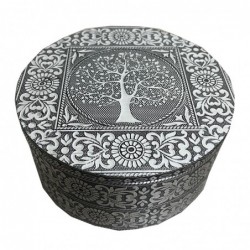 ORIGEN Home Decor Boîte ronde Boîtes d'arbre et bijoux | Boîte blanche ronde - 7x13x13cm