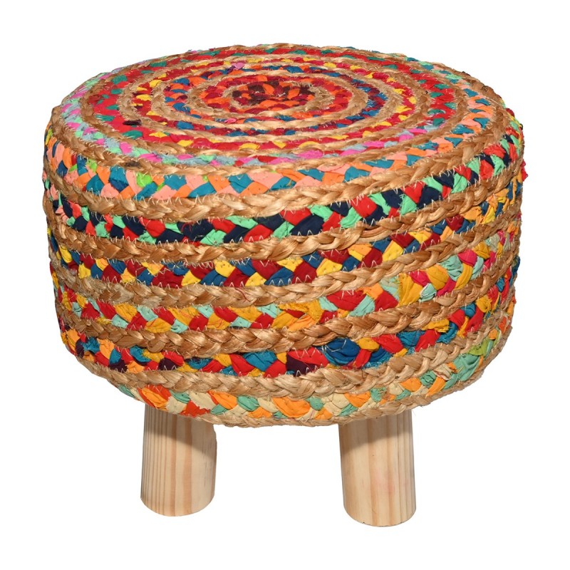 ORIGEN Home Decor Concourso Match Match auxiliaire | Tabouret multicolore rond - 31x35x35cm