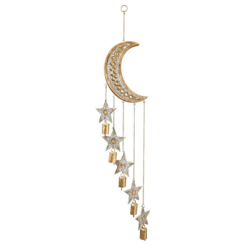 ORIGEN Home Decor Mobile Luna et Star Adorno Metal | Pendent en métal brun - 38x7x2cm