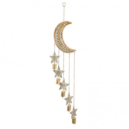 ORIGEN Home Decor Mobile Luna et Star Adorno Metal | Pendent en métal brun - 38x7x2cm