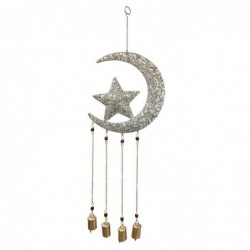 ORIGEN Home Decor Mobile Luna et Star Adorno Metal | Pendant en métal argenté - 32x10x2cm