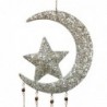 ORIGEN Home Decor Mobile Luna et Star Adorno Metal | Pendant en métal argenté - 32x10x2cm